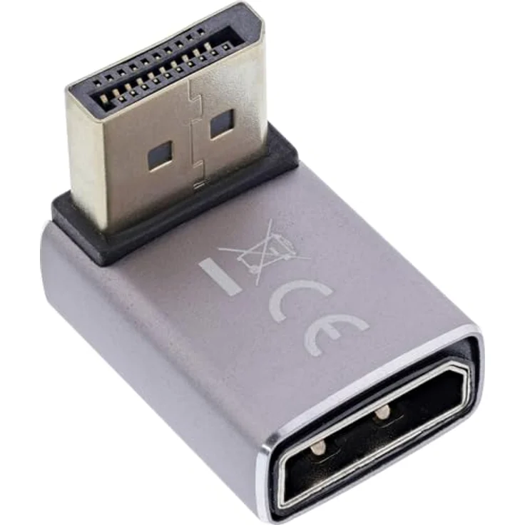 InLine DisplayPort 1.4 Adapter, 90° gewinkelt, DP Stecker zu Buchse, 8K-kompatibel, vergoldete Kontakte, kompakte Bauform, 17291F – Bild 3