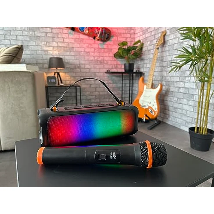 N-Gear Blazooka 703 Schwarz - Tragbarer, kabelloser Bluetooth Lautsprecher mit Mikrofon und Disco Licht - 100 Watt Musikbox, 5 Stunden Spielzeit – Bild 4