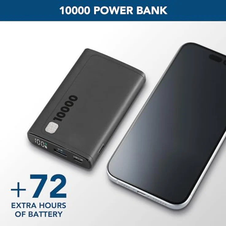 Cellularline Power Bank Elite 10000 PD Black - 10.000 mAh, 72 Stunden Ladezeit, 3 USB-Anschlüsse, LCD-Display – Bild 2