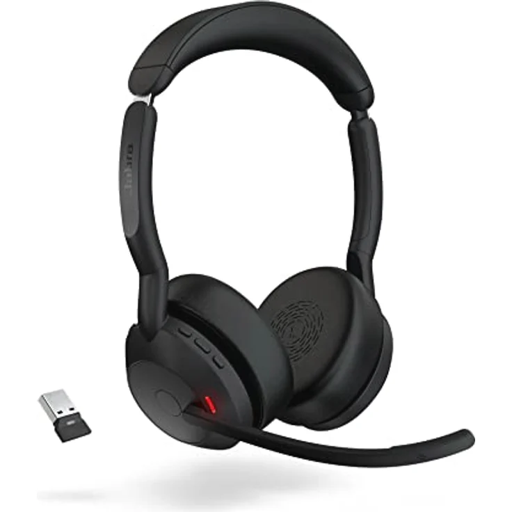 Jabra Evolve2 55 - schnurloses Stereo-Headset mit Ladestation und Jabra Air Comfort - Mikrofone mit Geräuschunterdrückung & ANC - kompatibel mit allen UC-Plattformen wie Zoom und Google Meet - Schwarz – Bild 1