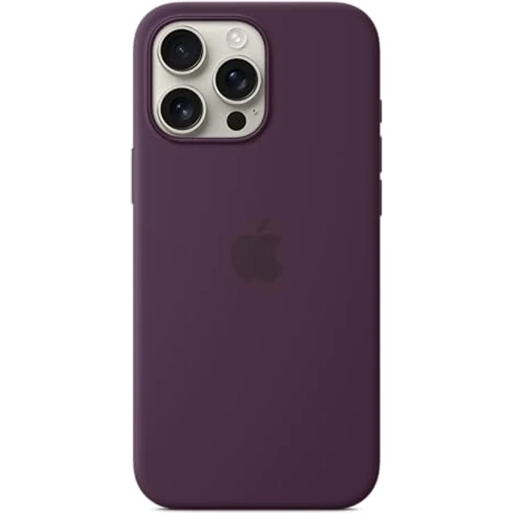 Apple iPhone 16 Pro Max Silikon Case mit MagSafe – Pflaume, recyceltes Silikon, Mikrofaserfutter, Saphir­kappe, magnetische Ausrichtung, kabelloses Laden – Bild 2