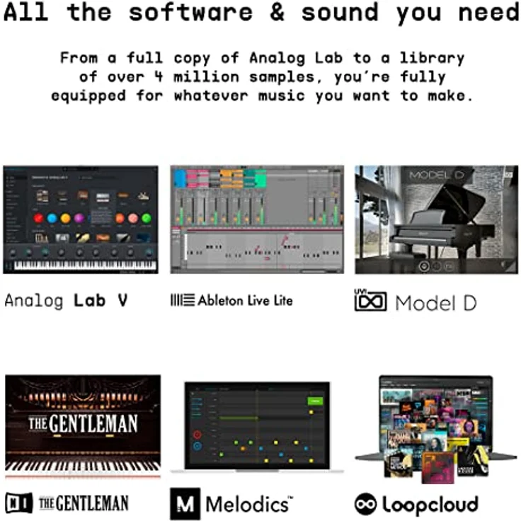 Arturia - KeyLab Essential 61 mk3 - MIDI Controller-Keyboard für die Musikproduktion - 61 Tasten, 9 Drehregler, 9 Fader, ein Modulationsrad, ein Pitch-Bend-Rad, 8 Pads - Schwarz – Bild 5