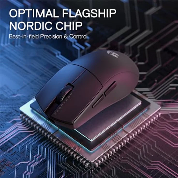 Redragon M916 PRO 3-Modus Wireless Gaming Maus, 4K Polling Rate, 49G Ultra-Leicht 26K DPI, Ergonomischer Natürlicher Griff, Makrotasten, Softwareunterstützt - Rot – Bild 4