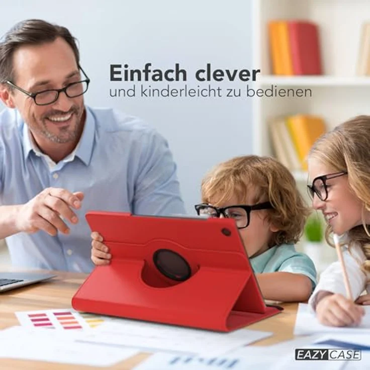 EAZY CASE Tablet Hülle für Samsung Galaxy Tab A11 Plus, 11 Zoll Schutzhülle mit 360° Drehfunktion, Klapphülle mit Standfunktion, Kunstleder, Rot – Bild 3