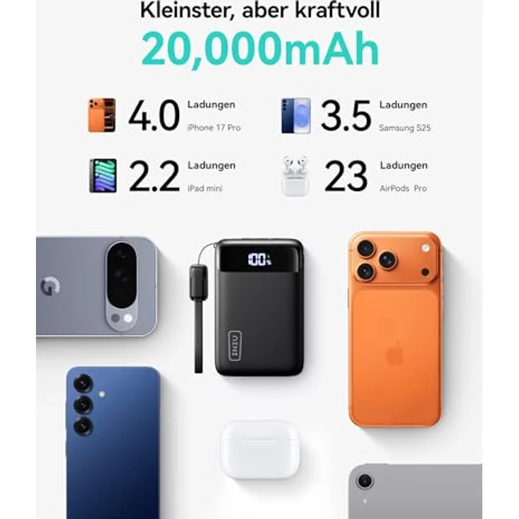 INIU Power Bank Mini 20000mAh, Ultra Klein mit 22.5W Schnellladung, USB-C In&Out, perfekt für iPhone 17 16 15 Pro, Samsung S25 S24, iPad, ideal für Reisen & Camping – Bild 2