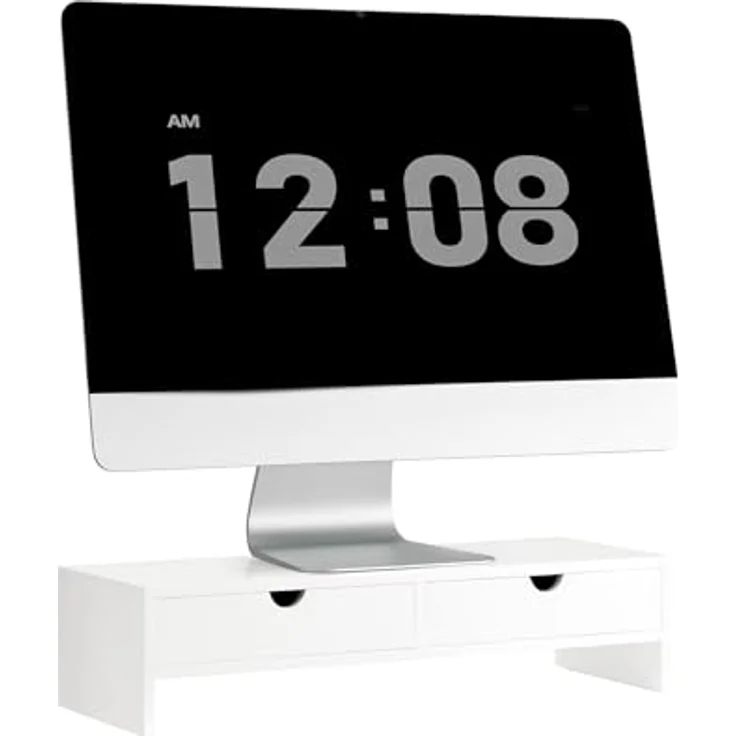 SoBuy Monitor-Halterung BBF02, Bildschirmständer aus MDF und Bambus, bis 10kg belastbar, in Weiß/Schwarz/Natur – Bild 9