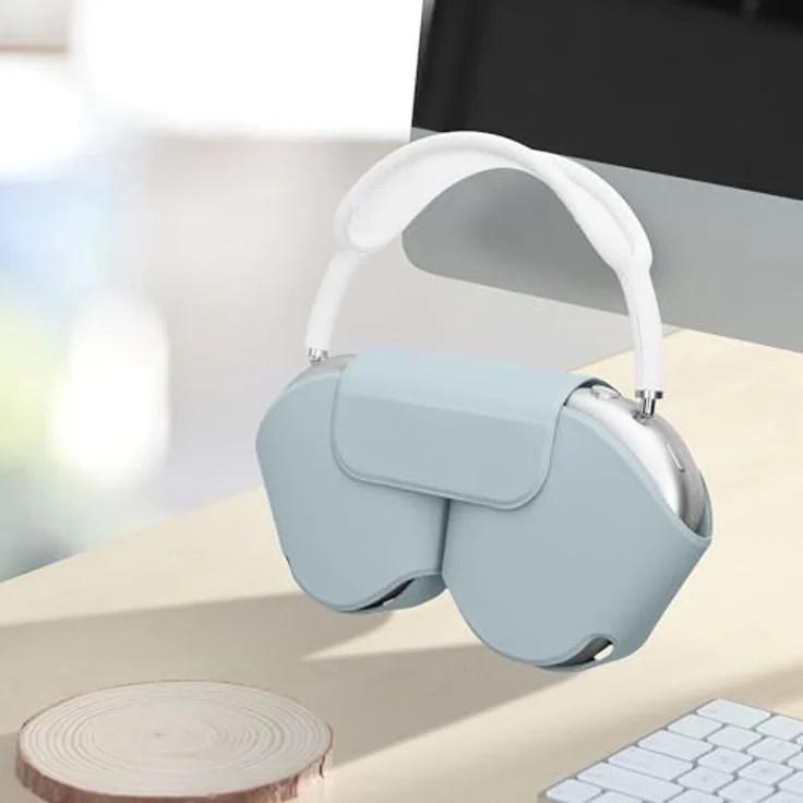 kwmobile Hülle kompatibel mit Apple AirPods Max, weiche Kopfhörertasche in Hellblau, Sleep Mode kompatibel, reißfestes Polyester-Etui mit Druckknopfverschluss – Bild 3