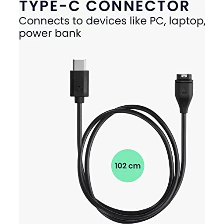 kwmobile USB C Ladekabel für Garmin Forerunner 265 / 265S / 965 / 970 / 165 / 570, 100 cm Charger Kabel in Schwarz, schnelles und zuverlässiges Aufladen für Fitness Tracker – Bild 3