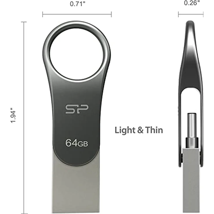 Silicon Power Mobile C80 USB-Stick 128 GB USB Type-A - USB Type-C 3.2 Gen 1 (3.1 Gen 1) Titan – Bild 6