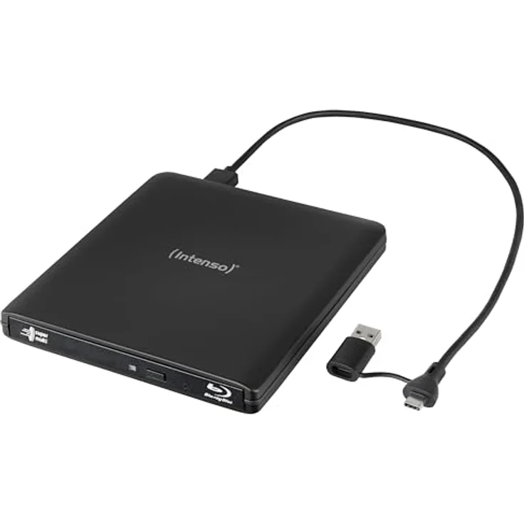 Intenso EOD 500BD Slim, externes Blu-ray Laufwerk mit USB 3.2, Brenngeschwindigkeit bis 6x, inkl. Ashampoo Burning Studio, Schwarz – Bild 1
