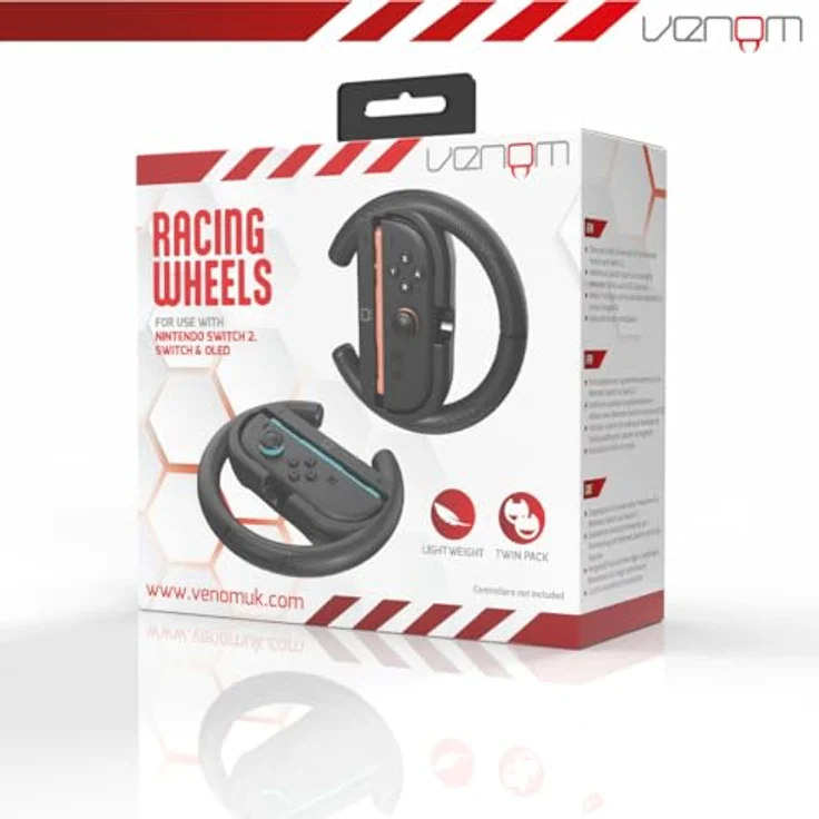 Venom Racing Wheels, Lenkrad für Nintendo Switch & Switch 2, Twin Pack mit zusätzlicher Kunststoffeinlage – Bild 6