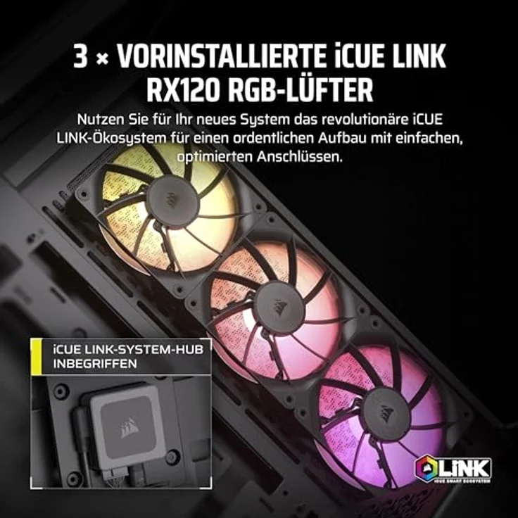 Corsair iCUE LINK 3500X RGB Mid-Tower ATX PC-Gehäuse - Gehärtetes Panorama-Glas - Umgekehrte Verbindung Motherboard-Kompatibel - Schwarz – Bild 3