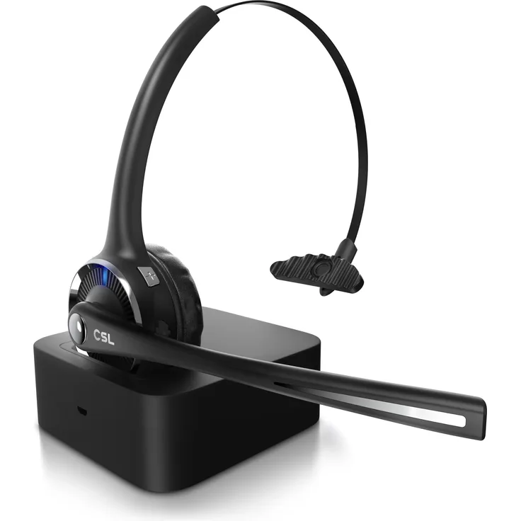 CSL Wireless-Headset (Bluetooth, Mono, Ladestation, Noise Cancel & Multipoint)