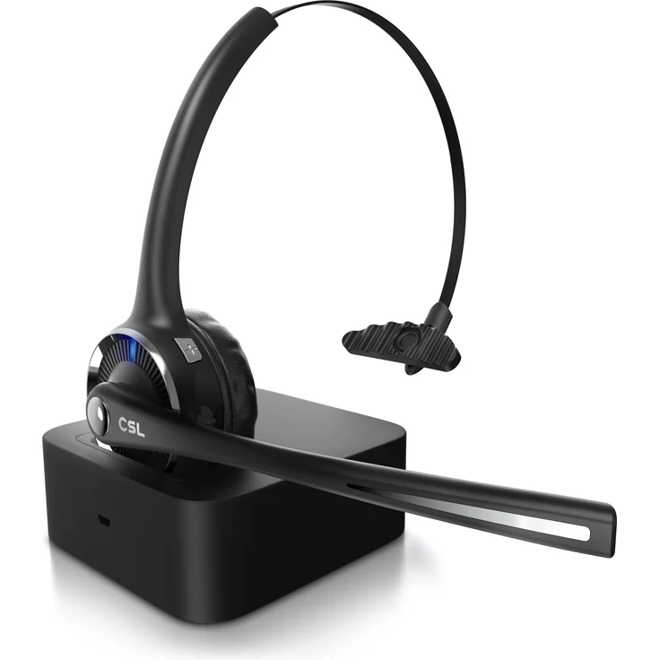CSL Wireless-Headset (Bluetooth, Mono, Ladestation, Noise Cancel & Multipoint)