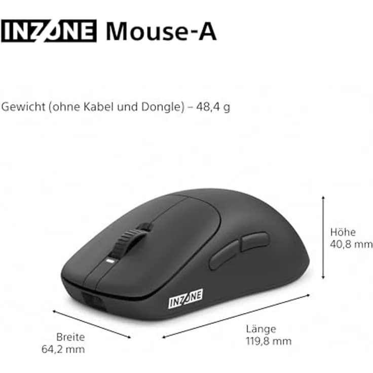 SONY INZONE Mouse-A Gaming Maus, ultraleicht 48,4g, 8000Hz Polling, 30K DPI, optische Schalter, kabellos, Schwarz – Bild 11