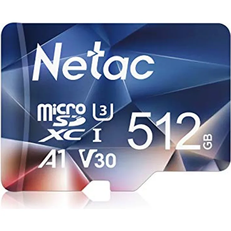 Netac 512GB Micro SD Karte, UHS-I Speicherkarte A1, U1, C10, V10, bis zu 90/10 MB/s, wasserdicht und temperaturbeständig für Kameras, Dashcam, Switch und Smartphones