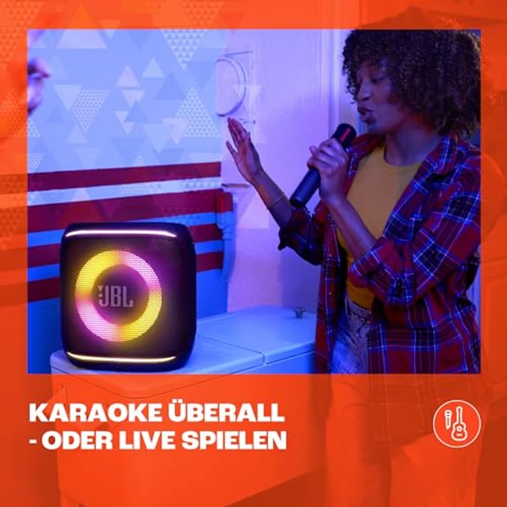 JBL PartyBox Encore 2, Bluetooth Partylautsprecher mit 15 Stunden Akkulaufzeit, spritzwasserfest und inkl. kabellosem Mikrofon, Schwarz – Bild 5