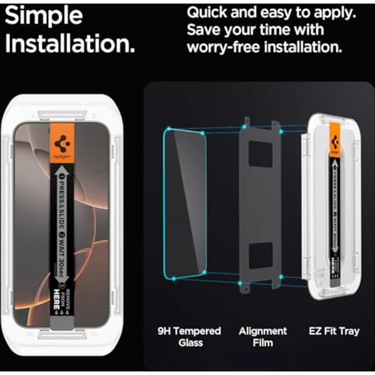 Spigen Glas.tR EZ Fit Schutzfolie kompatibel mit iPhone 16 Pro Max, 2 Stück, Kratzfest, 9H Härte Folie, transparent – Bild 3