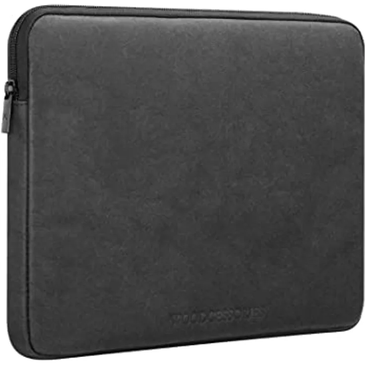 Woodcessories - Nachhaltige Laptoptasche kompatibel mit MacBook 11-14 Zoll Hülle Schwarz - aus Papier