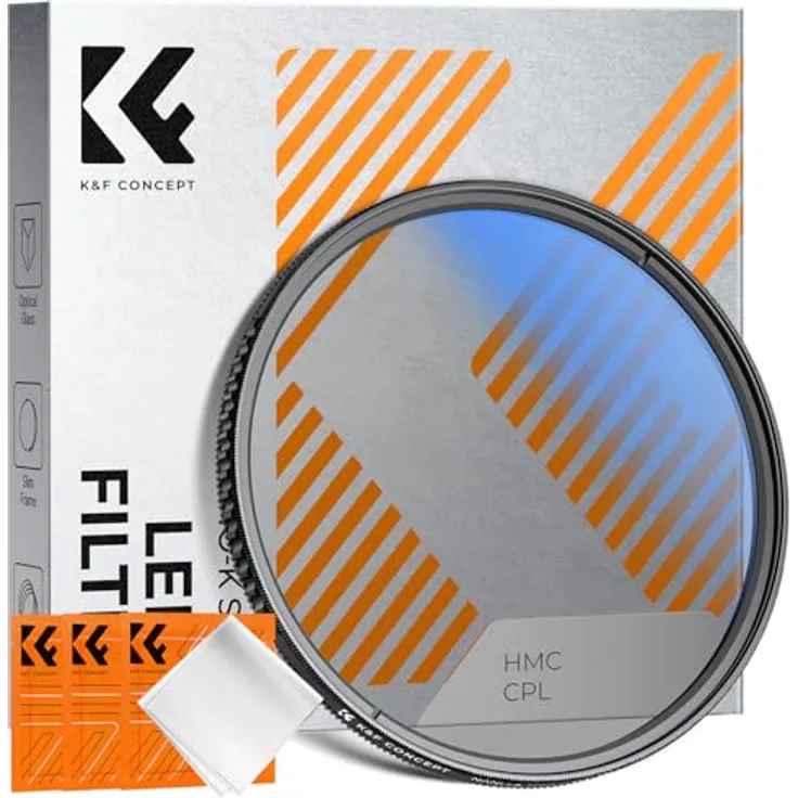 K&F Concept K-Serie Pro 82mm Slim Zirkularer Polfilter CPL, antireflektierende Nano-Beschichtung für klare Farben und reduzierte Blendung