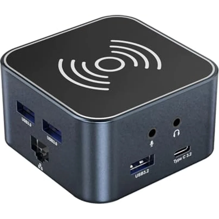 Wozinsky WHBC09Y8S USB-C Hub 12 in 1, multifunktional mit kabelloser Ladefunktion und 4K HDMI, Aluminium - Grau – Bild 2