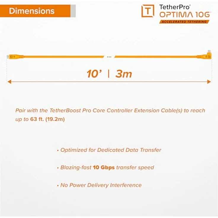 Tether Tools TetherPro USB-C Optima 10G rechts orange 3m, High-Speed-Verbindungskabel für zuverlässige Aufnahmen – Bild 5