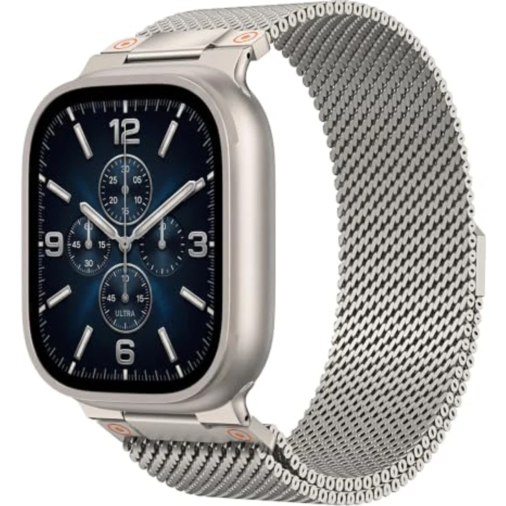 Astorgos Metallarmband, kompatibel mit Apple Watch 42/44/45/46/49 mm, Edelstahl-Mesh mit magnetischem Schnallsystem, für Männer und Frauen – Bild 1
