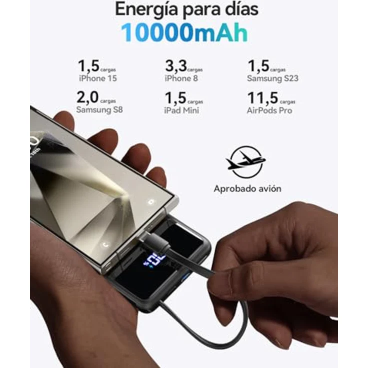 INIU 45W Power Bank 10.000mAh, Schlankes portables Ladegerät mit integriertem USB-C Kabel, Schnellladung für iPhone 16, Samsung S24, Xiaomi und MacBook – Bild 5