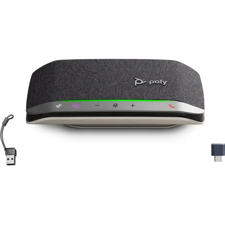Poly Sync 20+M, Bluetooth-Lautsprecher mit USB-C/A-Adapter und 20 Stunden Akkulaufzeit, zertifiziert für Microsoft Teams