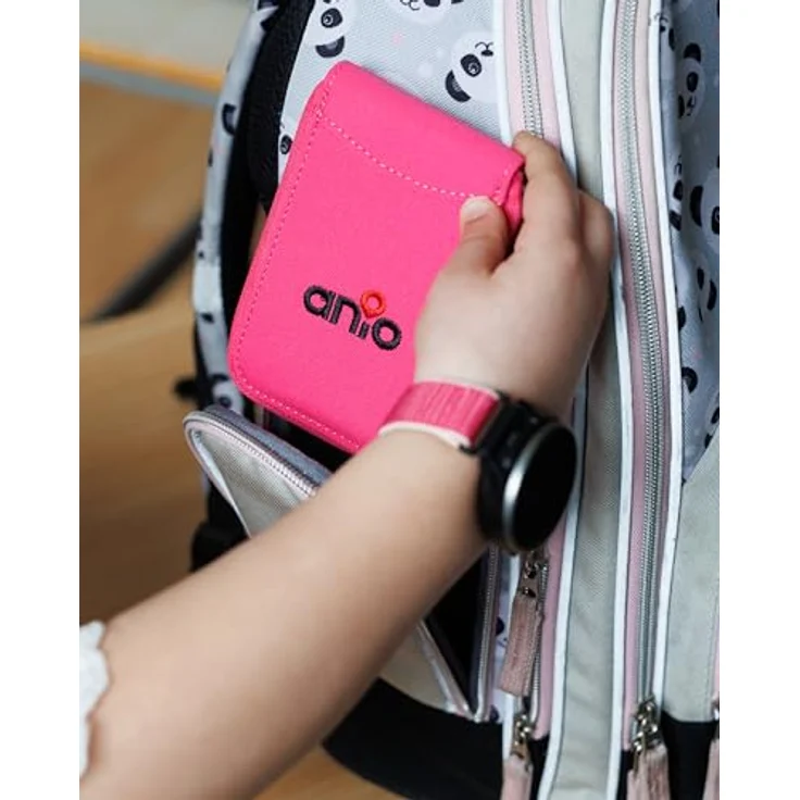 Anio Smartwatch Mäppchen, Schutztasche für Kinder-Smartwatches mit Innenfach und Reißverschluss, Hibiscus-Farbe – Bild 6