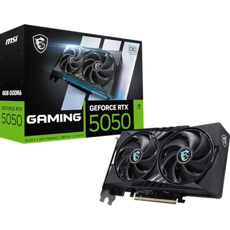 MSI GeForce RTX 5050 8G Gaming OC, 8GB GDDR6 Grafikkarte, PCIe 5, Boost 2602 Hz, HDMI 2.1b, DisplayPort 2.1b