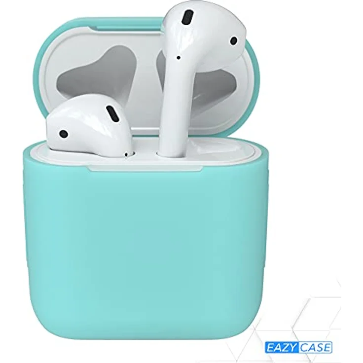 EAZY CASE AirPods Schutzhülle Hellblau Silikon Stoßfest mit Deckel Schutz Antikratz rutschfeste Hülle Türkis – Bild 2