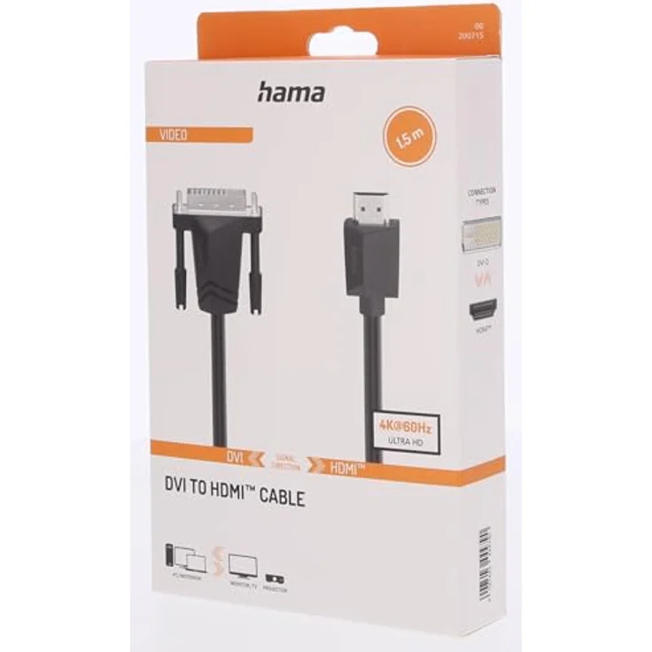 Hama - 200715 Video-Kabel, DVI-Stecker auf HDMI-Stecker, Ultra-HD 4K, 1,50 m – Bild 2