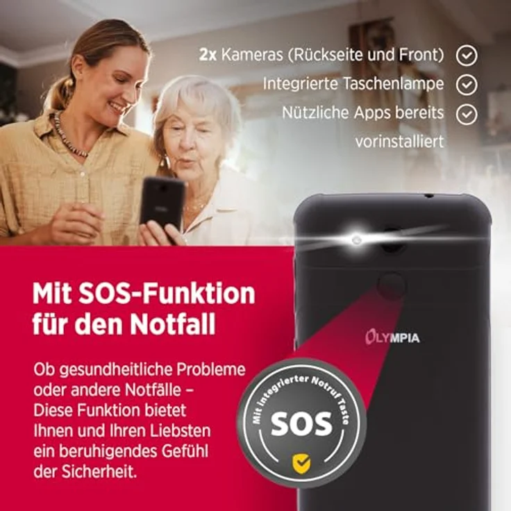 Olympia NEO Mini+, 5" Senioren Smartphone mit Notruftaste, großen Icons, Android 15, 4G LTE Dual SIM, WhatsApp vorinstalliert – Bild 5