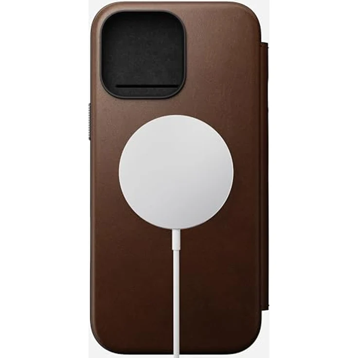 Nomad Modern Leather Folio für Apple iPhone 16 Pro, Smartphone Hülle mit Kartenfächern, Braun – Bild 1