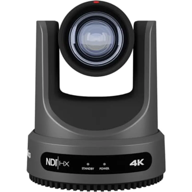 PTZOptics Move 4K, Netzwerkkamera mit 12x optischem Zoom, Auto-Tracking und 4K UHD, Grau
