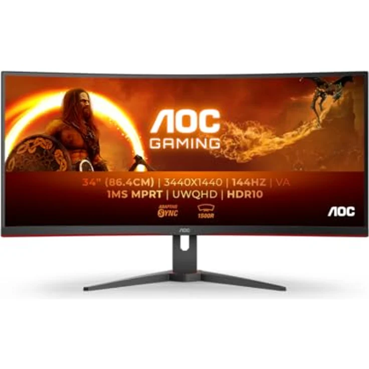 AOC Gaming CU34G2XE - 34 Zoll WQHD Curved Monitor, 144 Hz, FreeSync Prem., HDR10 schwarz-rot, VA Panel, 1 ms MPRT, HDMI, DisplayPort – Bild 2