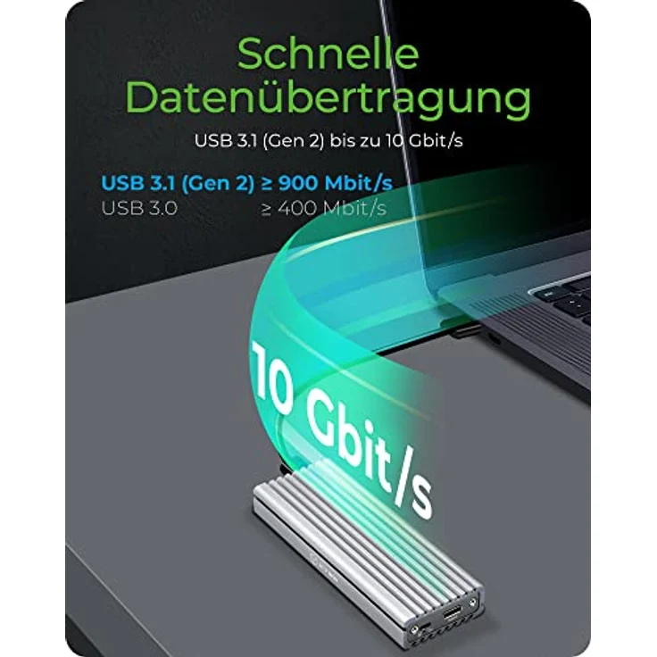 ICY BOX M.2 NVMe Adapter mit Gehäuse, USB 3.1 (Gen2, 10 Gbit-s), Kühlsystem, USB-C, USB-A, PCIe M-Key, Aluminium, Silber – Bild 6