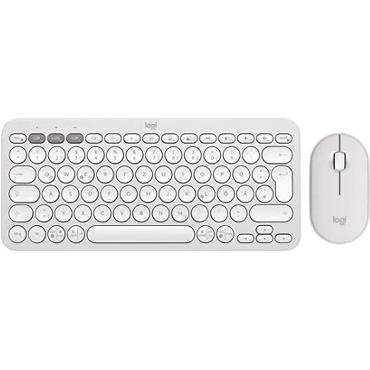 Logitech Pebble 2 Combo, kabellose Tastatur und Maus, leise und mobil, anpassbar, Logi Bolt, Bluetooth, Easy-Switch für Windows, macOS, iPadOS, Chrome, Deutsches QWERTZ-Layout, Weiß – Bild 1