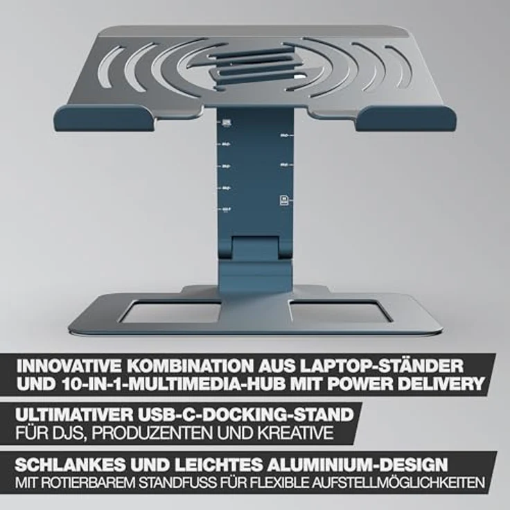 Reloop Stand Hub Pro, Laptop-Ständer und 10-in-1-Multimedia-Hub mit Power Delivery, Aluminium-Design – Bild 2