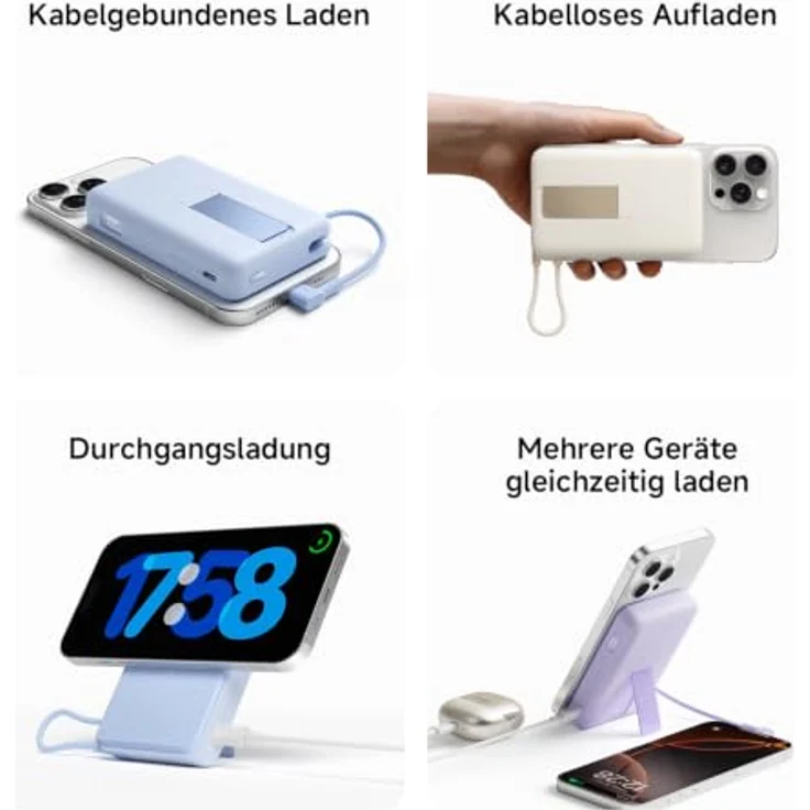 Xiaomi Power Bank BHR08PCGL, Magnetische 10000 mAh Powerbank mit W встроенным Stojakiem, Blau – Bild 4