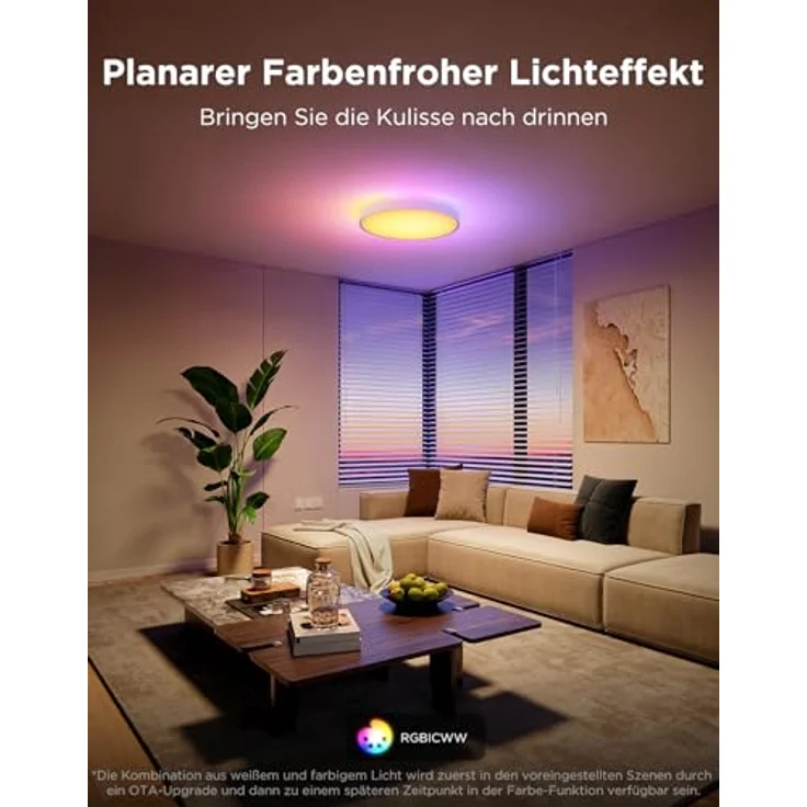 Govee Deckenlampe RGBIC 48.5W, Smart LED Deckenleuchte 4300lm, Dimmbar mit Hintergrundbeleuchtung, Kompatibel mit Matter, Alexa & Google Assistant, Ø38cm für Wohnzimmer und Schlafzimmer – Bild 2