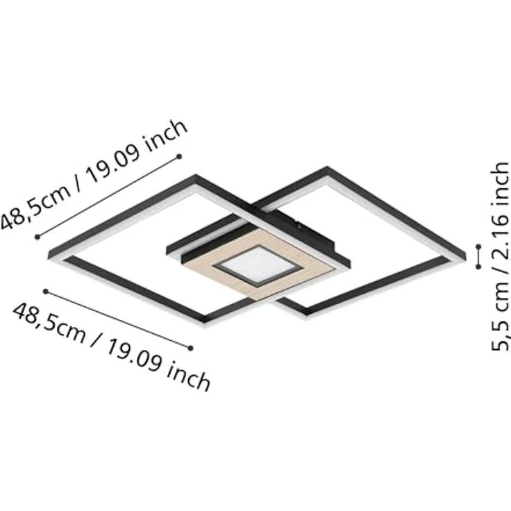 EGLO LED Deckenleuchte Marinello, 3 flammige Deckenlampe mit Fernbedienung, Lichtfarbe warmweiß – kaltweiß, dimmbar, Metall, Holz, Kunststoff in Schwarz, Braun, Weiß, FSC zertifiziert – Bild 5