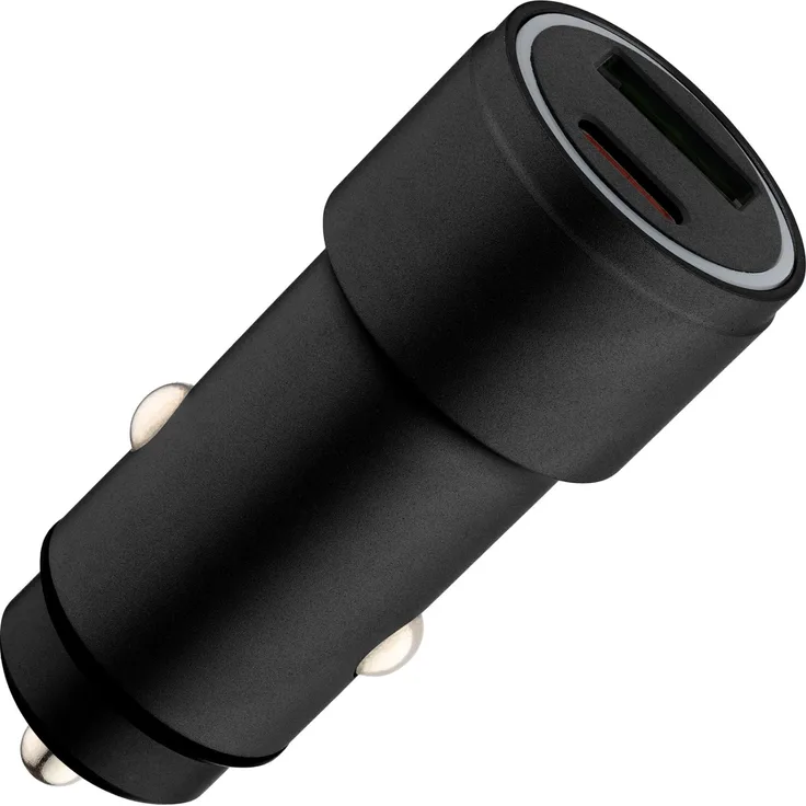 QUALO Aluminium-Autoladegerät QLS-AC-38, 38W mit USB-C und USB-A, schnelles Laden, LED-Beleuchtung