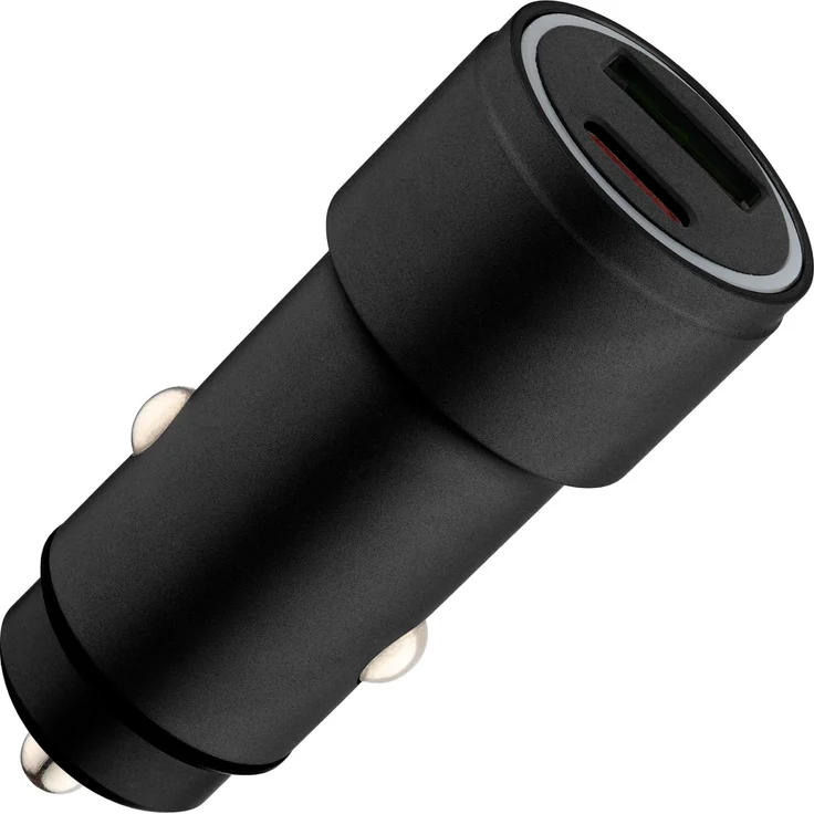QUALO Aluminium-Autoladegerät QLS-AC-38, 38W mit USB-C und USB-A, schnelles Laden, LED-Beleuchtung