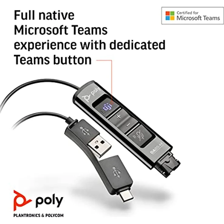HP Poly DA85-M Soundkarte, externe Lautstärkenregelung mit USB-A und USB-C, zertifiziert für Microsoft Teams – Bild 7