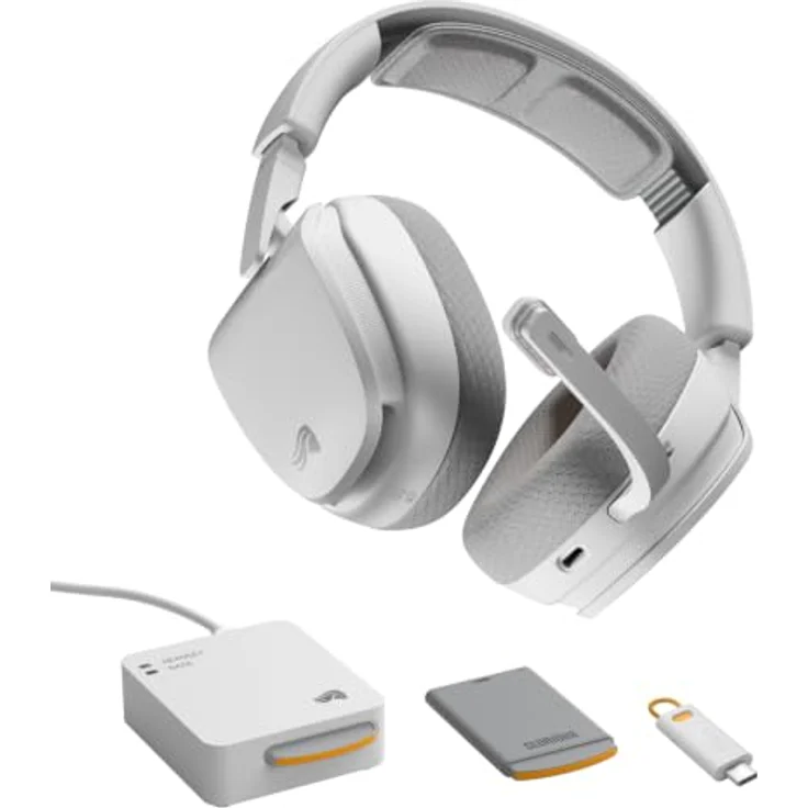 Glorious GHS Wireless InfinitePlay, Kabelloses Gaming-Headset mit dualem Audio und geräuschunterdrückendem Mikrofon, Weiß – Bild 1