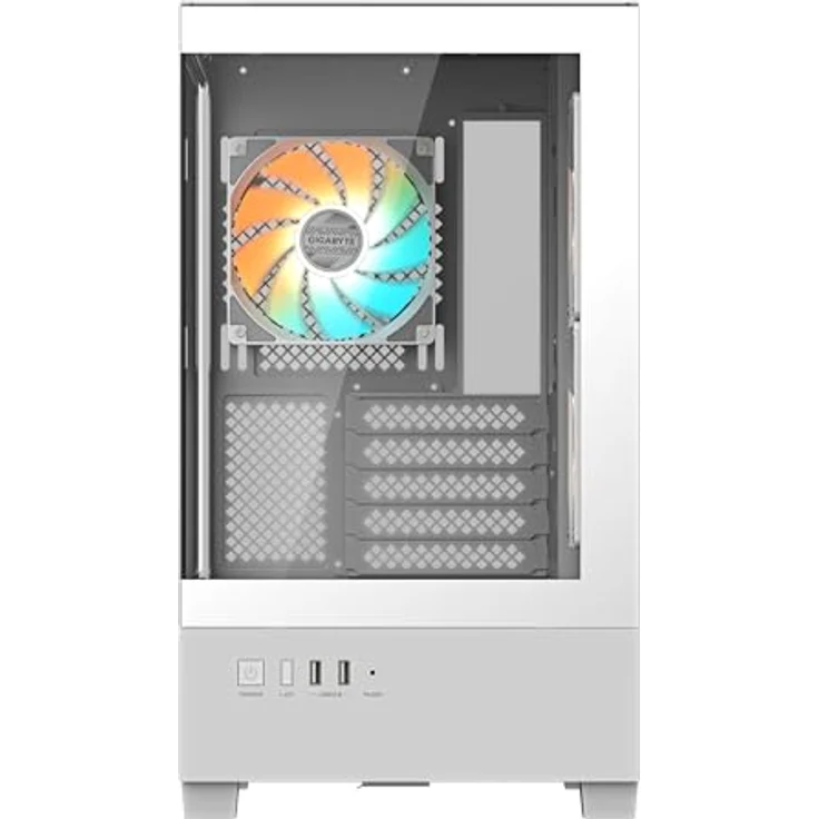GIGABYTE C201 Panoramic Ice, Mid-Tower PC-Gehäuse mit gehärtetem Glas, Unterstützung für 360-mm-Radiator, inklusive 3 ARGB-Lüfter, USB 3.0, optimiertes Airflow-Design – Bild 3