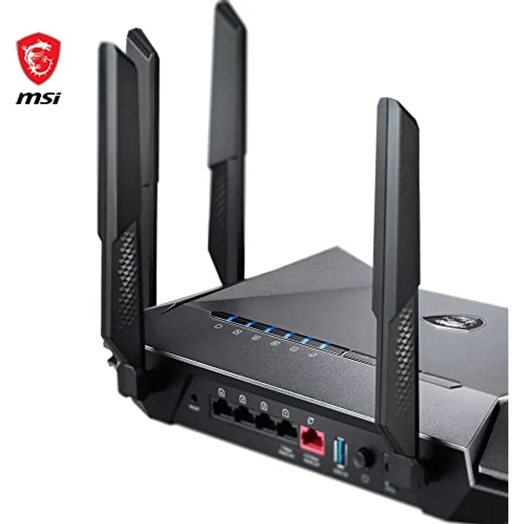 MSI Radix AX6600 WiFi 6 Tri-Band Gaming Router - Schnelles WLAN mit bis zu 6600 Mbit/s (5GHz, 2,4GHz Wireless), AI QoS Priority, MU-MIMO, Beamforming, WPA3, 2.5G WAN/LAN & 4X 1G LAN Anschlüsse – Bild 4
