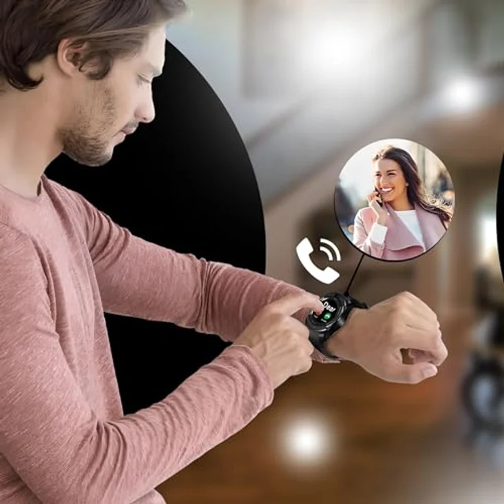 Retoo Smartwatch Damen Herre 1,54 Zoll Fitnessuhr Tracker Schrittzähler Herzfrequenz Sportuhr Schlafmonitor 380 mAh Armbanduhr Smart Watch Stoppuhr für Android in Schwarz – Bild 5